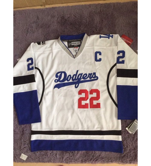 Custom Clayton Kershaw 22 LA Dodgers LA Kings White Pride Hockey Jersey